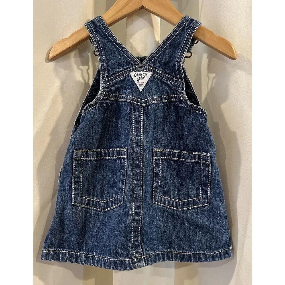 OshKosh B'gosh Vestbak Overall Dress Girls Size 6/9‎ Months Western Embroidered